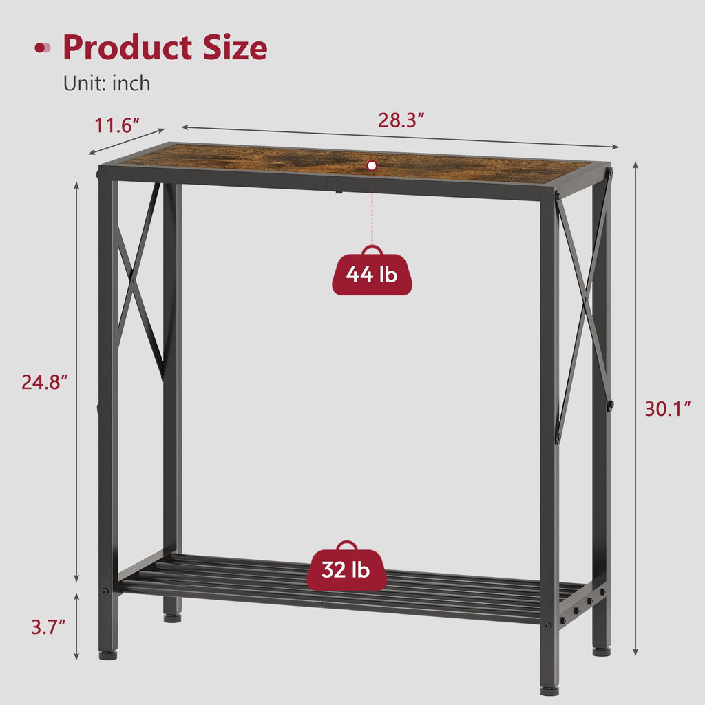 Console Table 2 Tier Narrow Rustic Brown S120