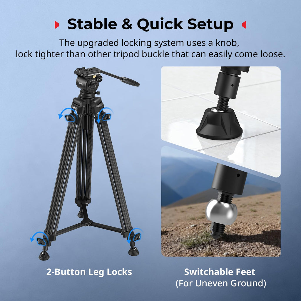 Carbon Fiber Heavy Duty Video Tripod with Fluid Head U75694