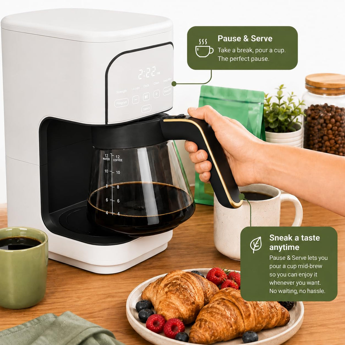 12-Cup Programmable Coffee Maker with Glass Carafe F850