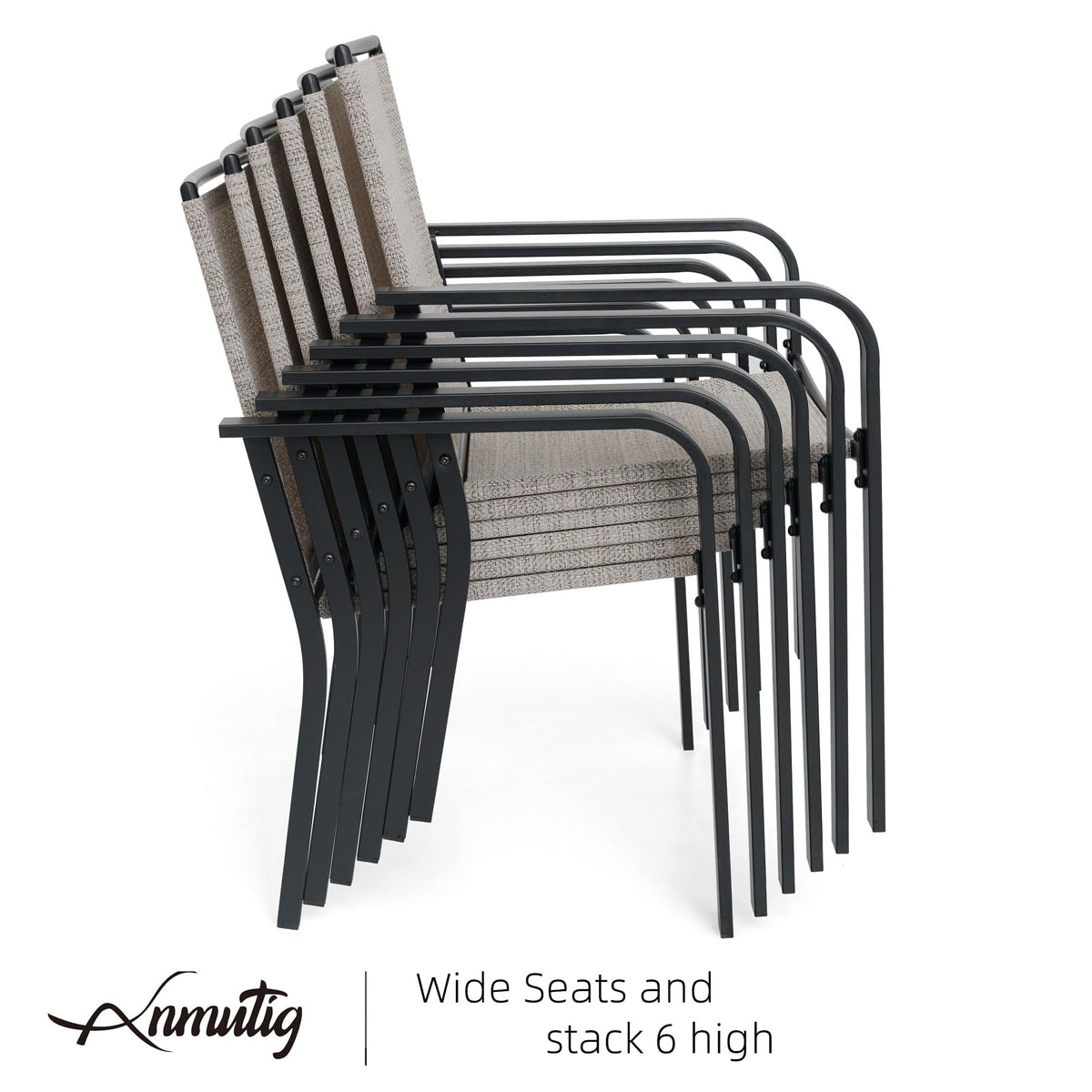 5 Piece Outdoor Dining Set with Grey Stackable Chairs and Square Table Q46472