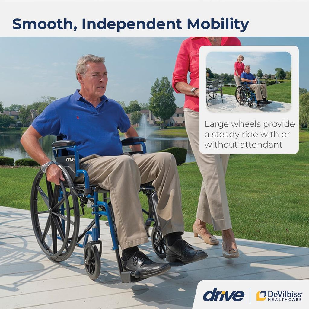 Blue Streak Foldable Wheelchair with Leg Rests Y907209