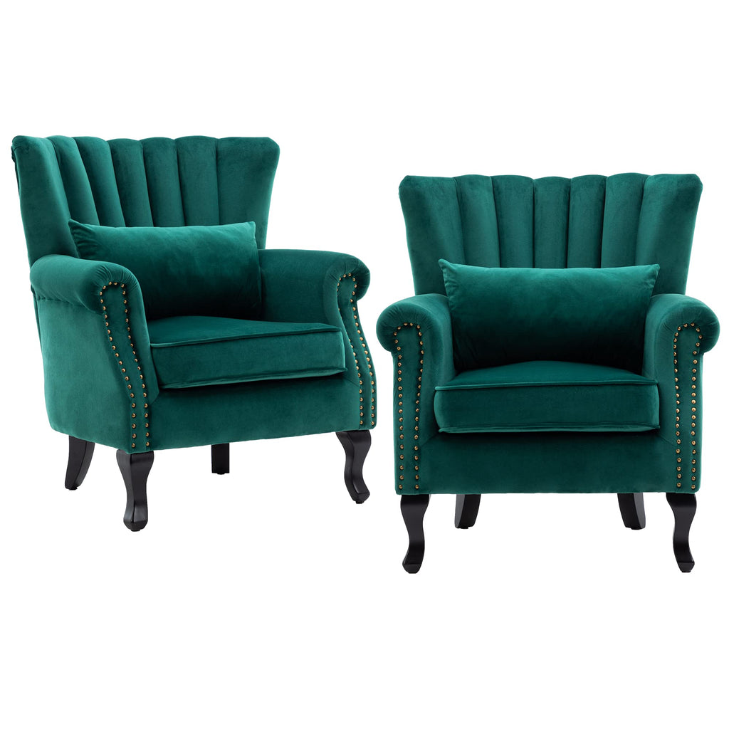 Velvet Green Accent Chairs Set of 2 M276815