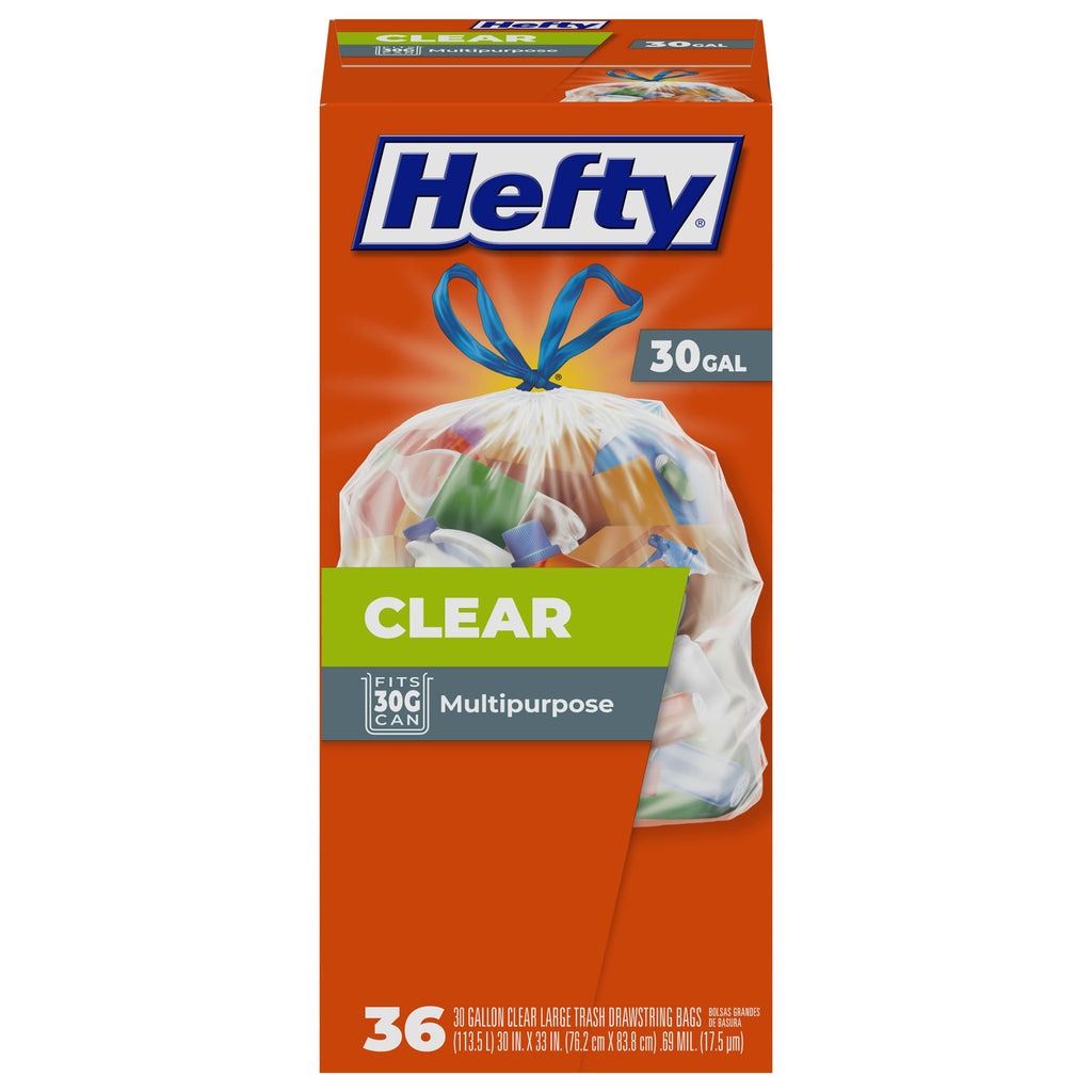 Clear 30 Gallon Trash Bags, 36 Count Y4409