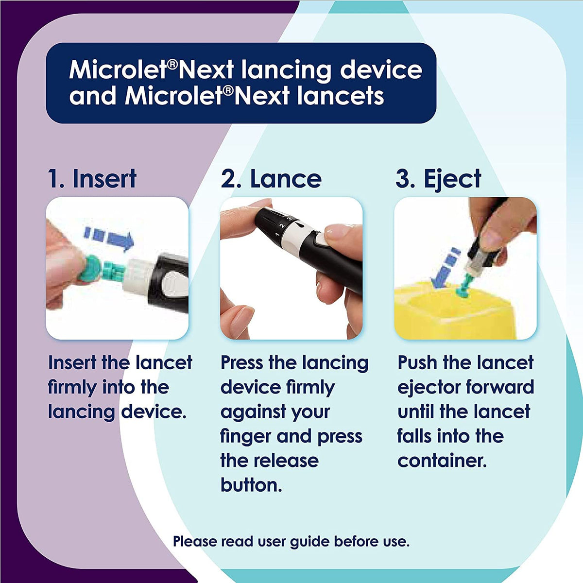 Colored Lancets 100 Each Pack of 2 with Lancing Device H82883