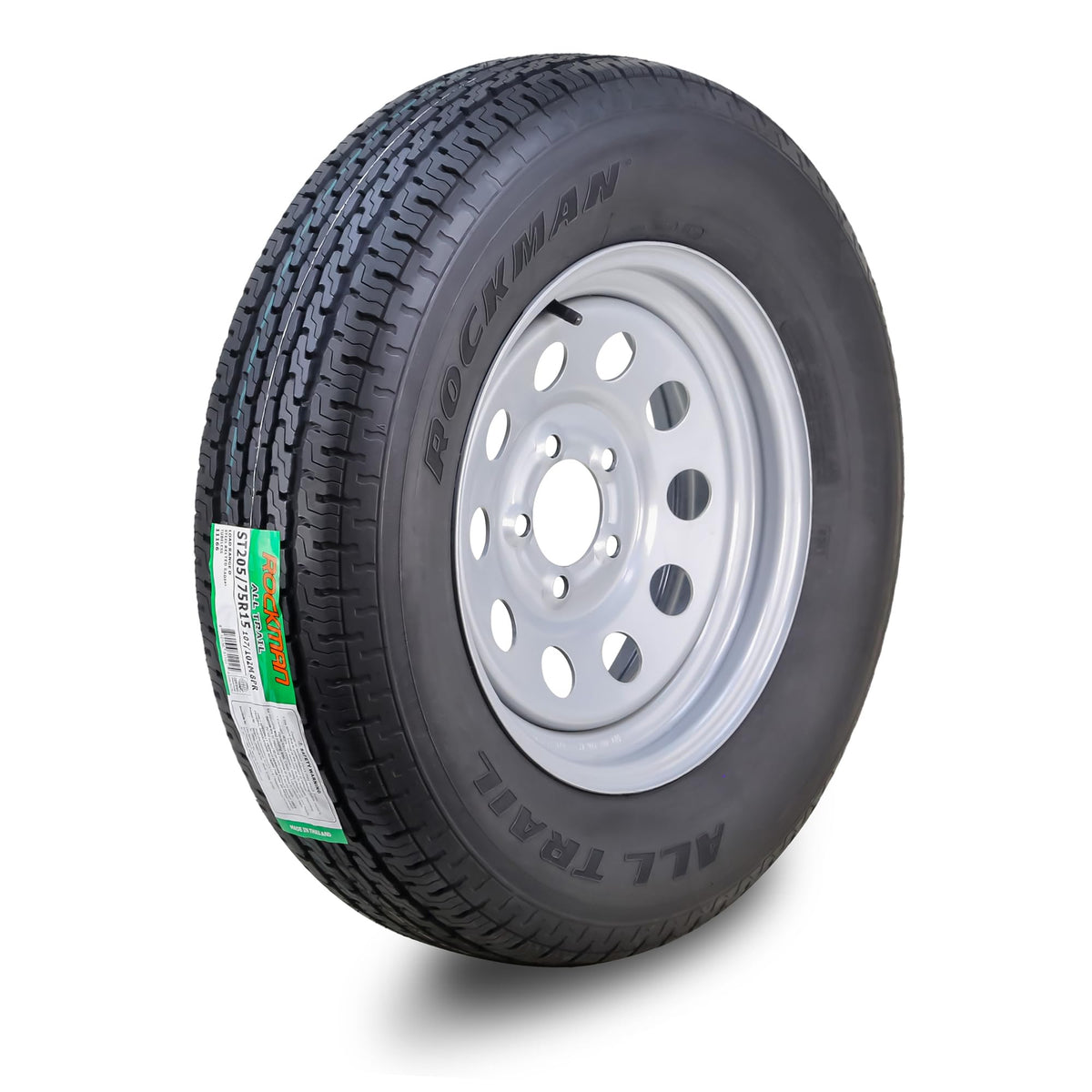 Trailer Tire Wheel ST205/75R15 8-Ply Silver Mod Rim E2851