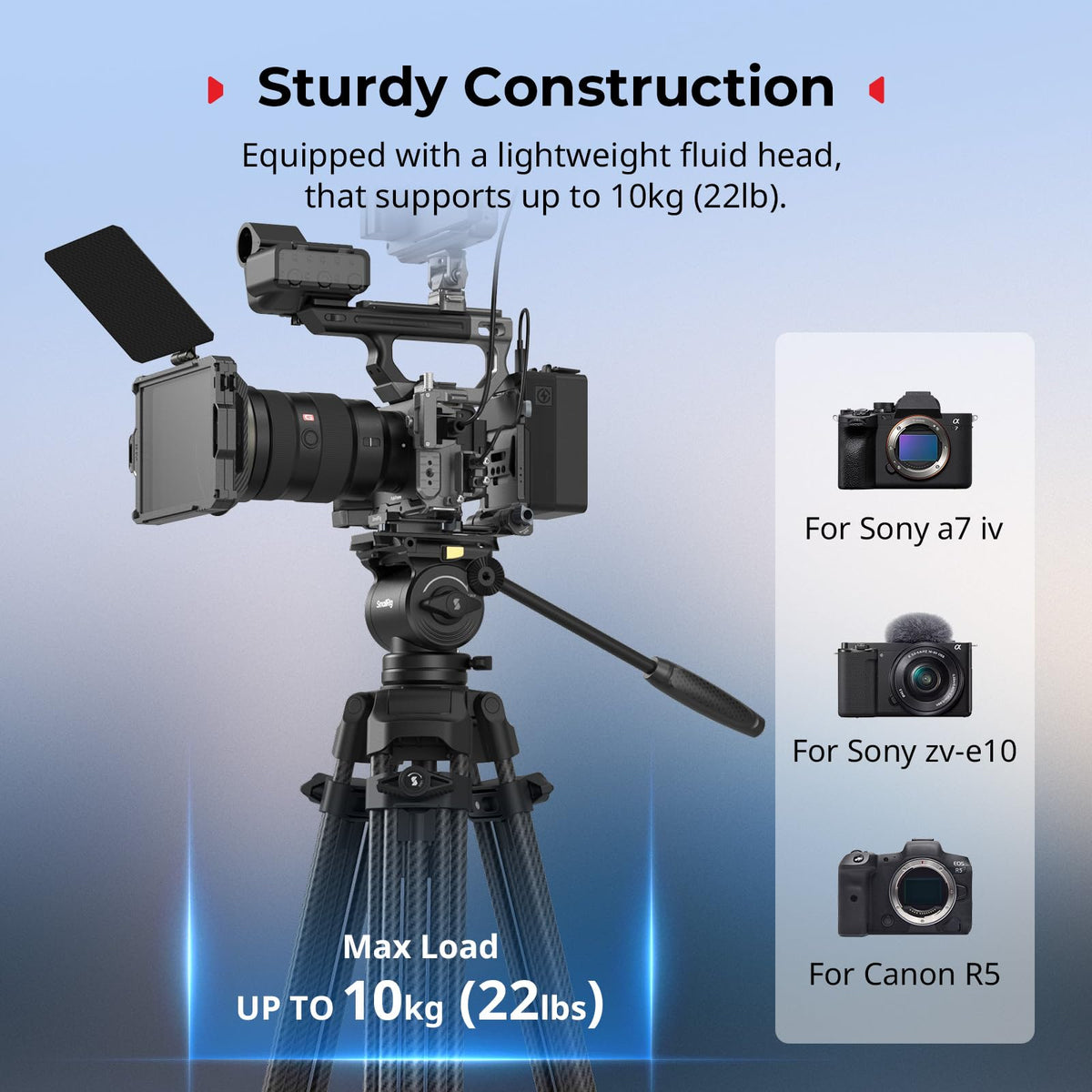 Carbon Fiber Heavy Duty Video Tripod with Fluid Head U75694