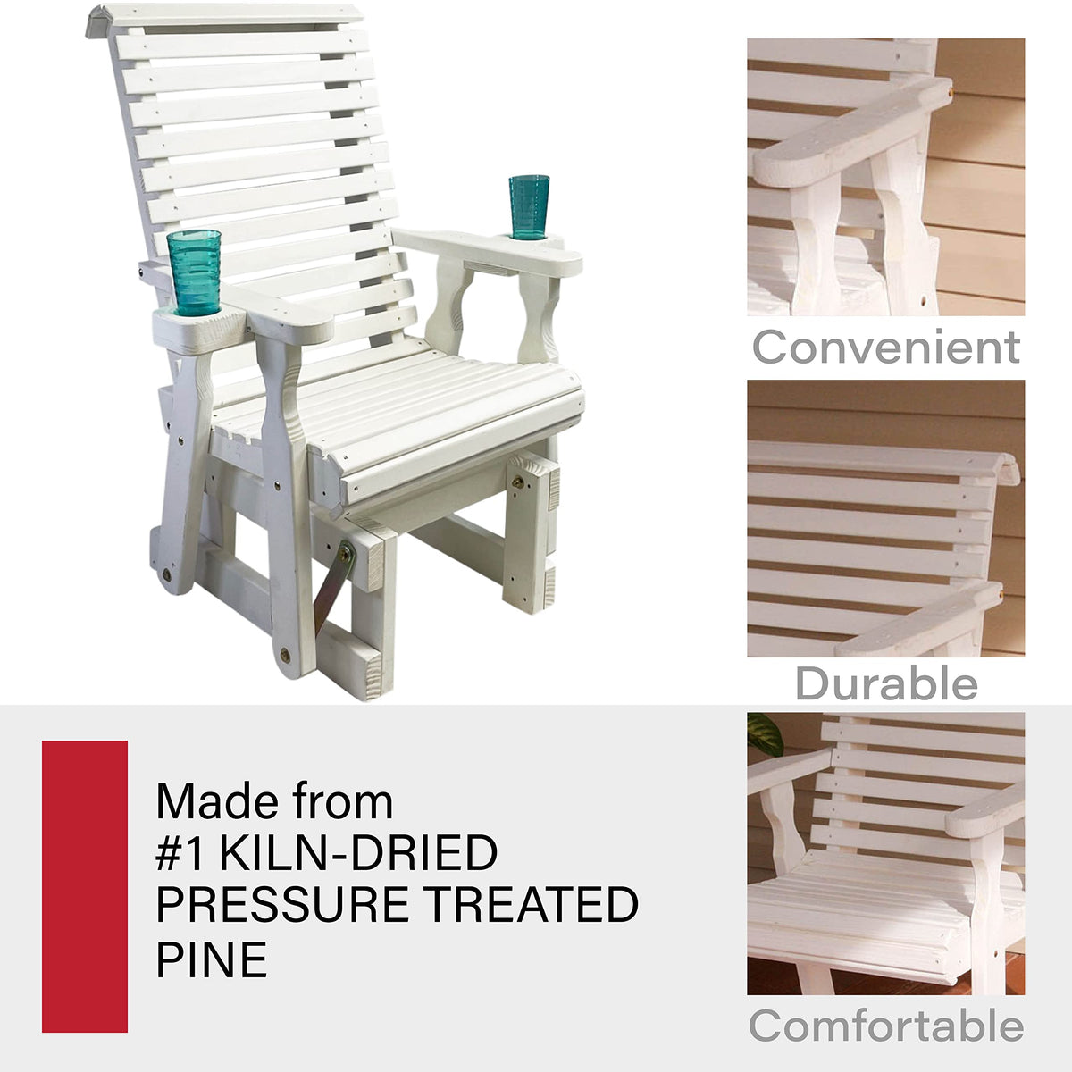 Heavy Duty 600 Lb High Back Glider Chair with Cupholders C8796