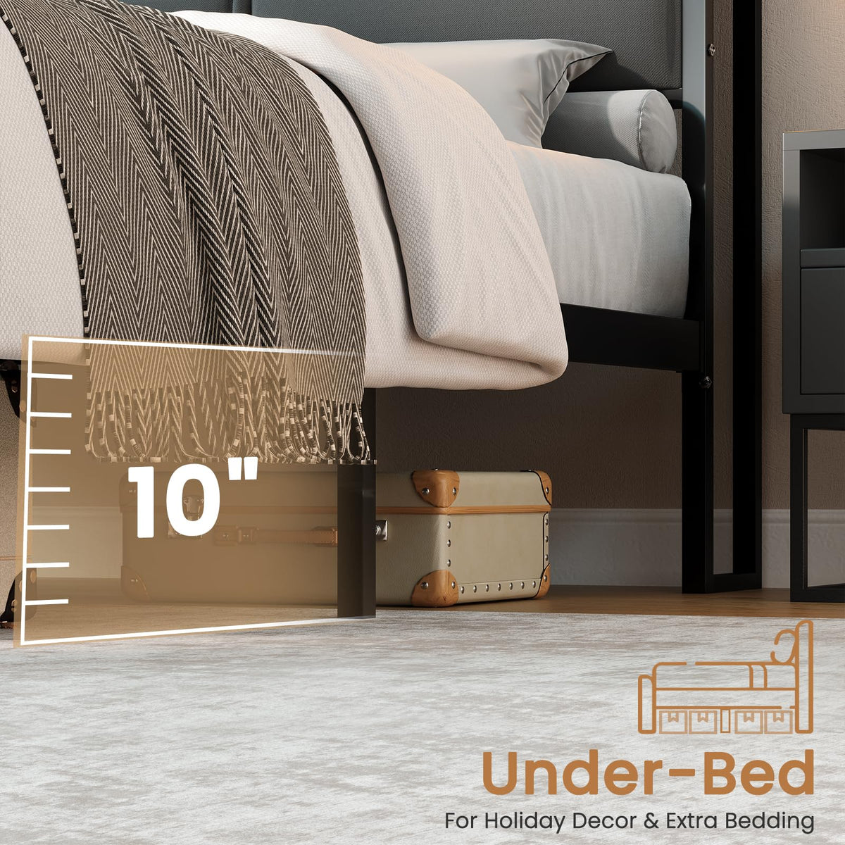 Twin Bed Frame with LED Lights and Charging Station J58636