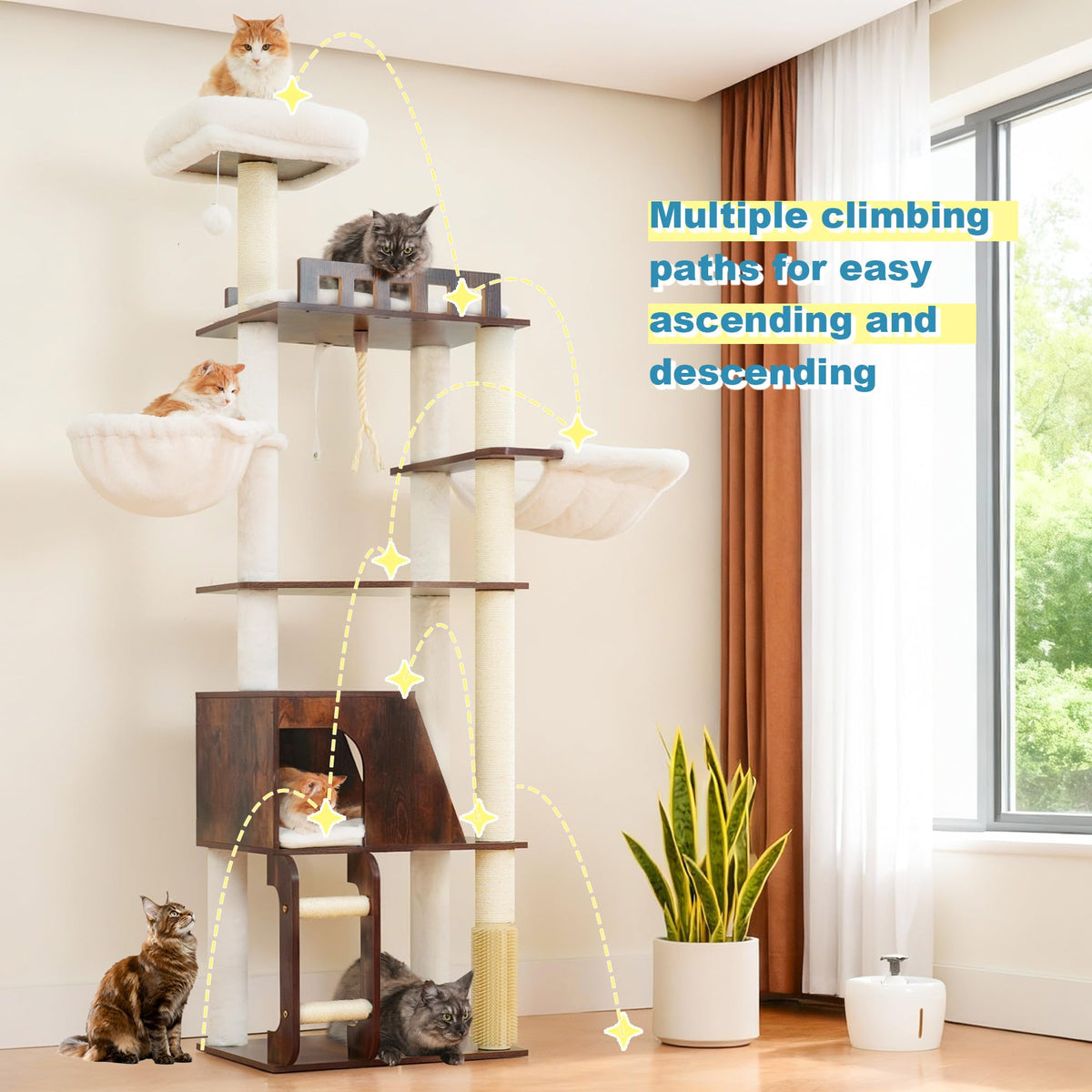 Wooden Cat Tree with Large Platforms V83604