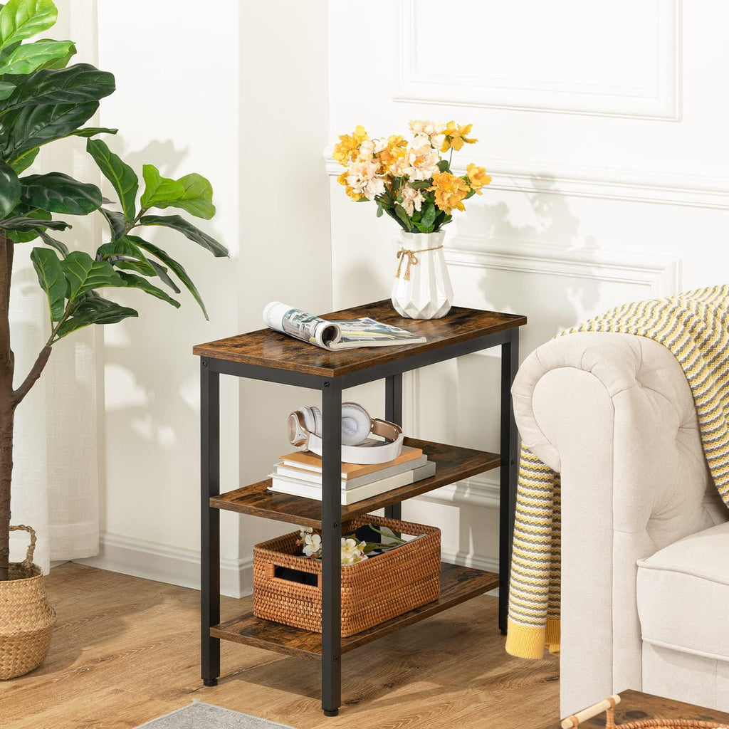 Rustic Brown and Black 3-Tier End Table C49306