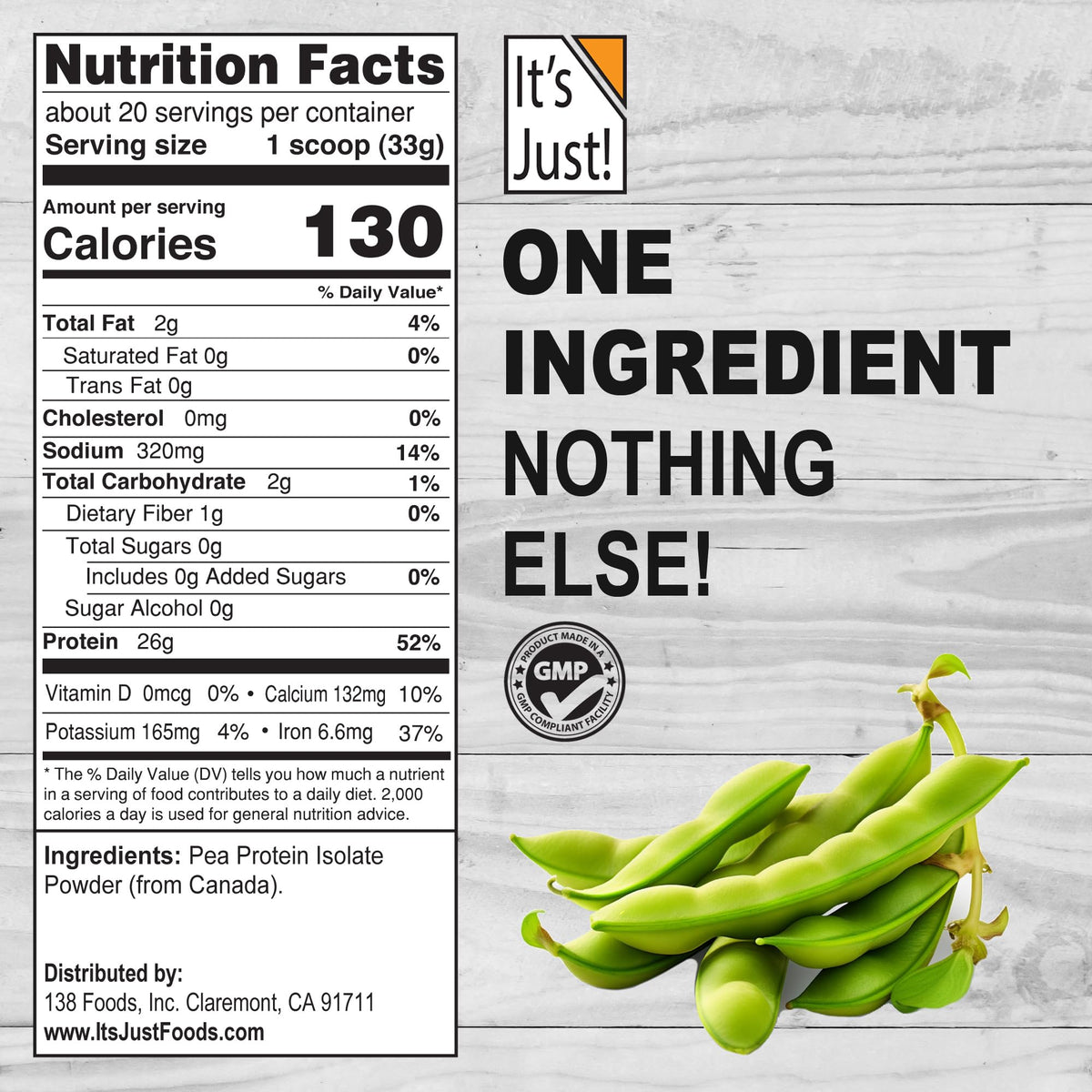 100% Pea Protein Vegan Gluten Free 5 Pound Unflavored L135661