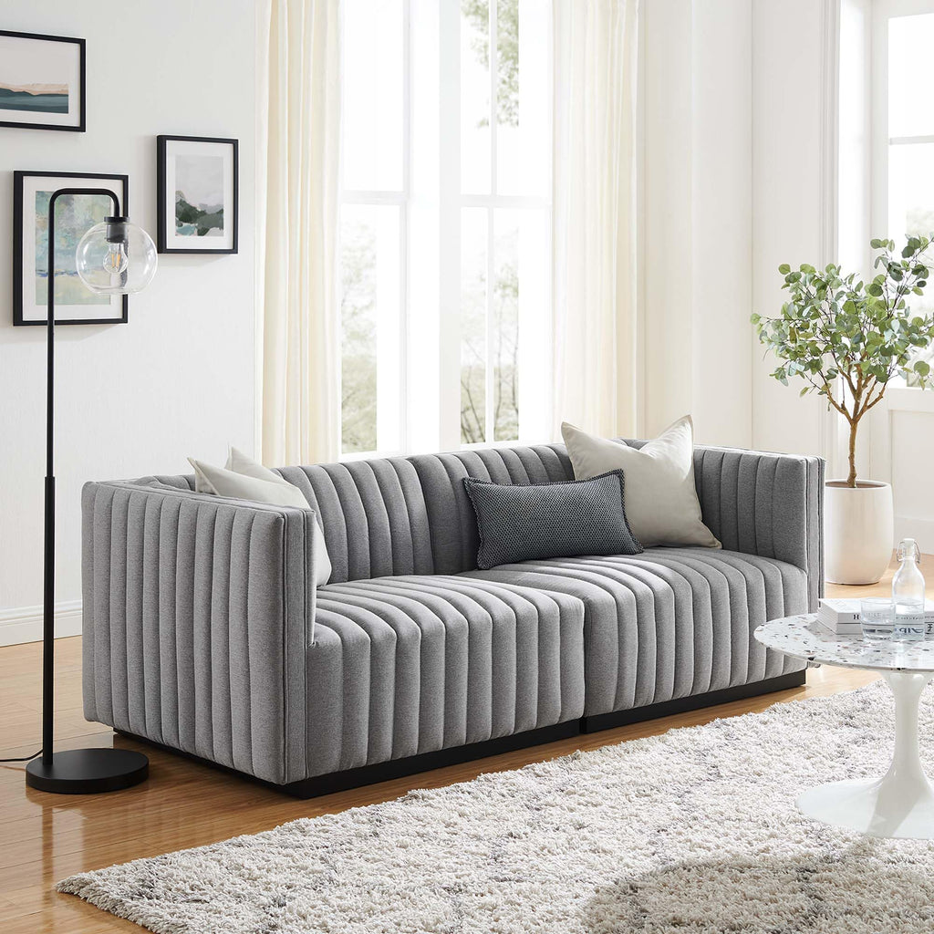Black Light Gray Tufted Upholstered Loveseat J7420