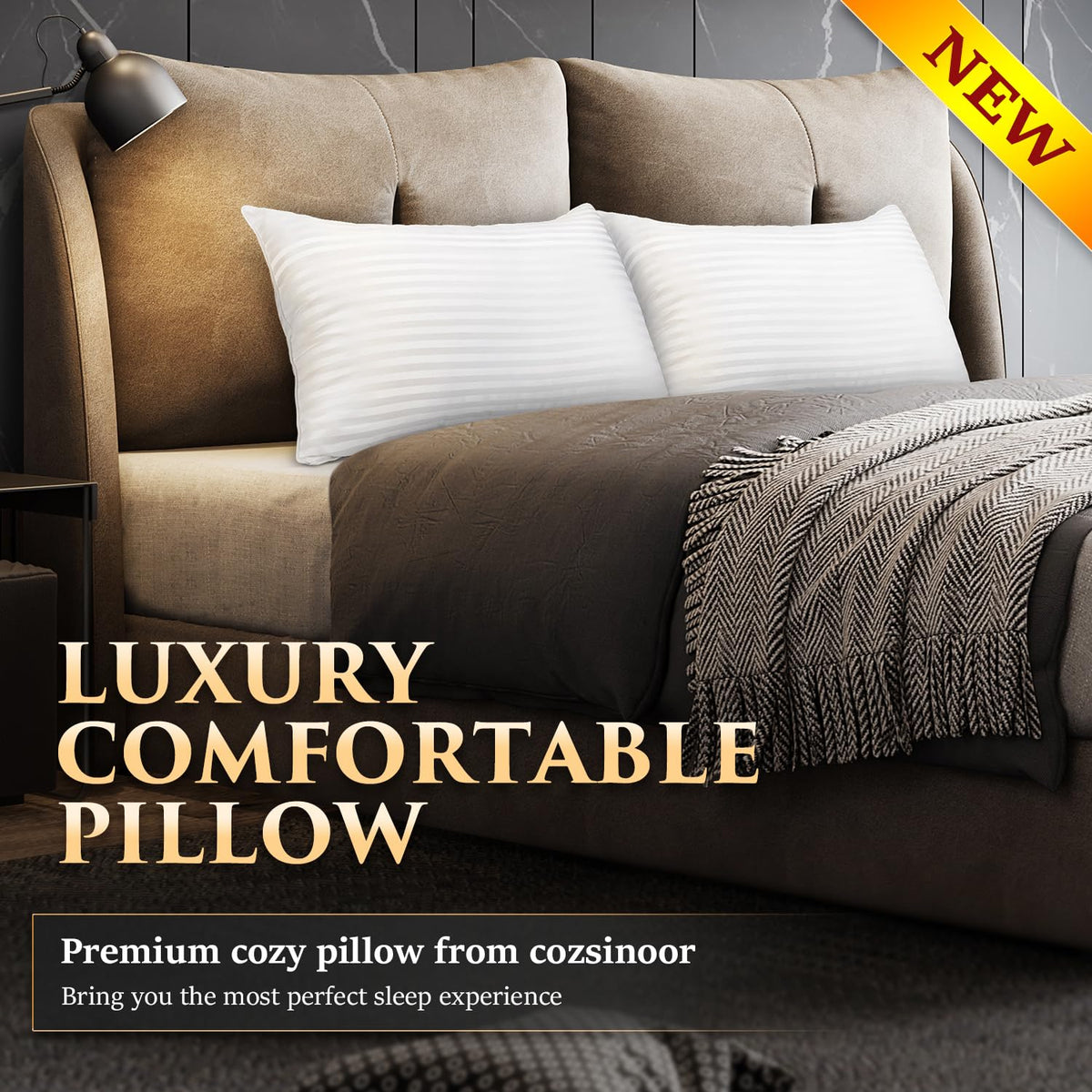 Queen Size Microfiber Bed Pillows Set of 2 T290923