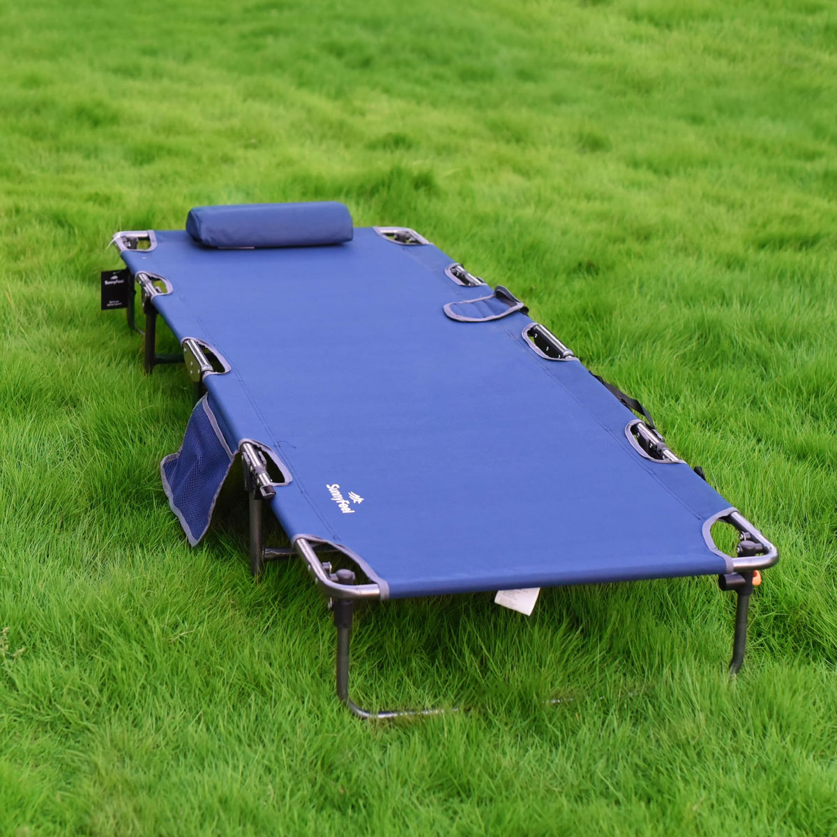 Portable Folding Camping Cot with Pillow Blue 2PC M2766