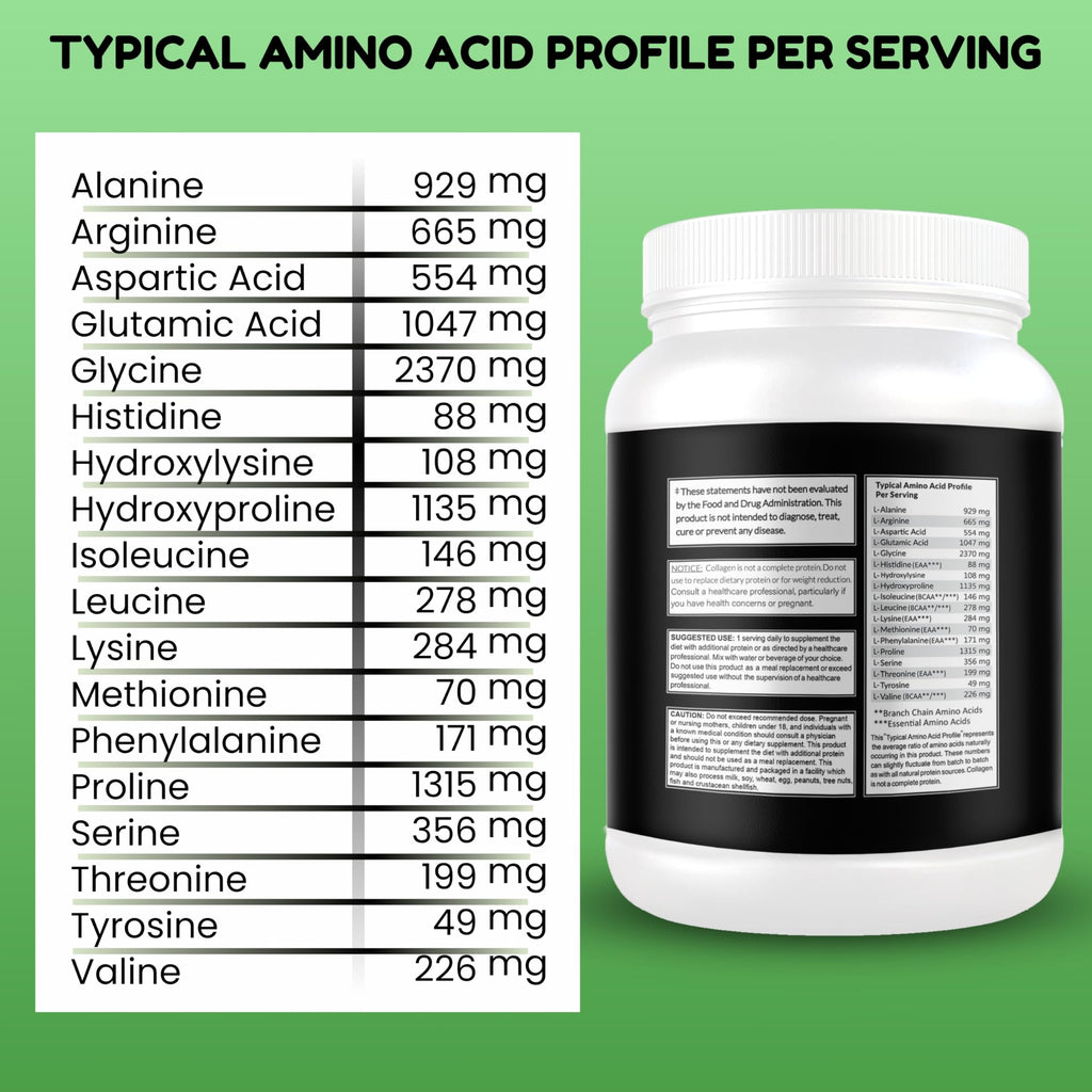 Unflavored Hydrolyzed Collagen Peptides Powder 1LB T6712