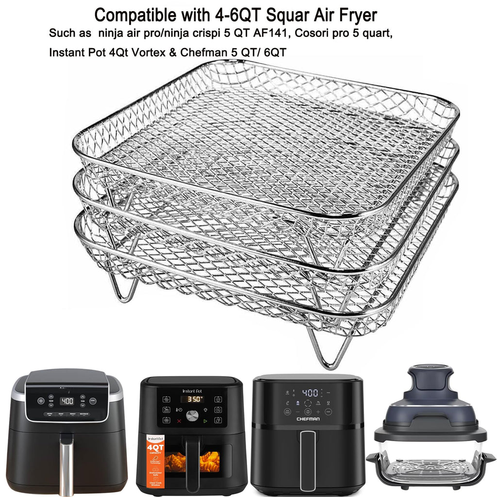 7 Inch Stackable Stainless Steel Air Fryer Rack, 3 Pcs D177703