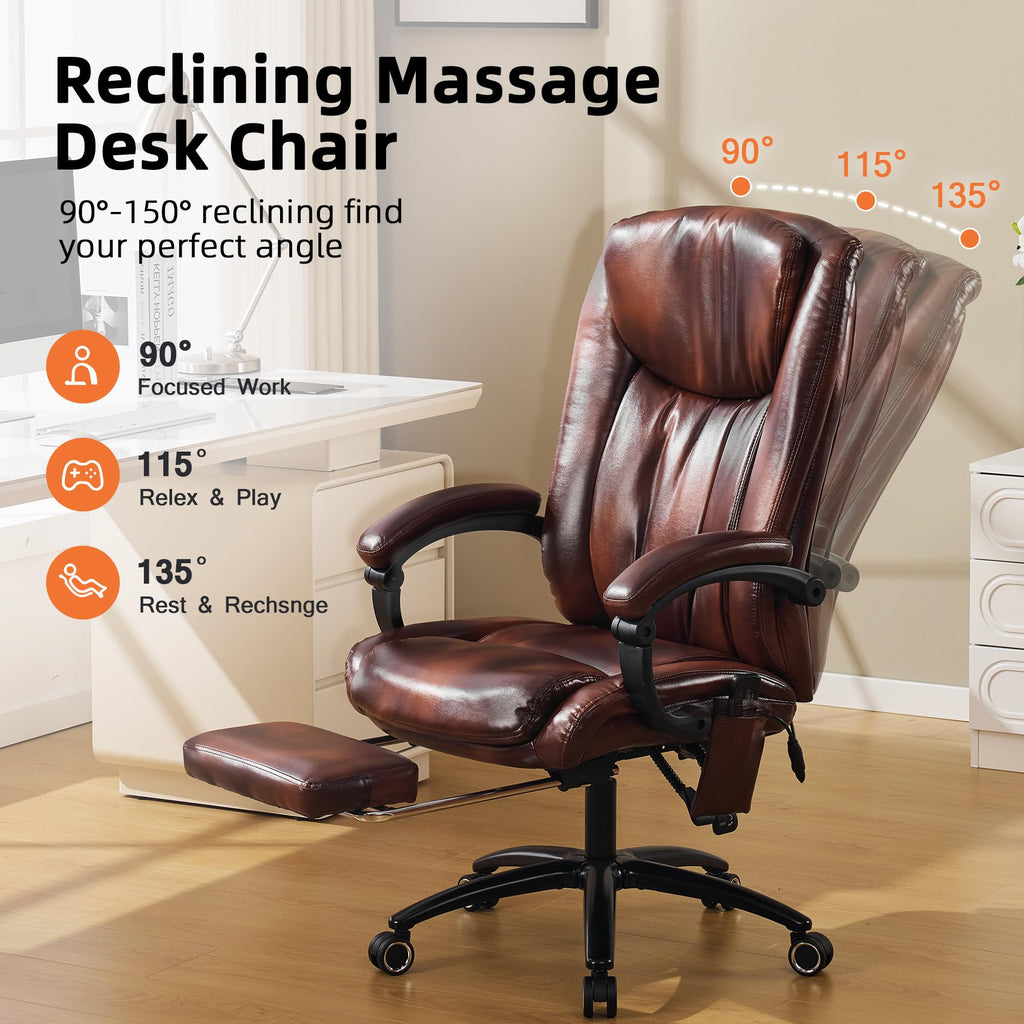Brown PU Leather Heated Massage Executive Chair H65097