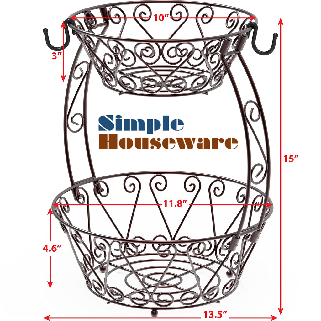 2-Tier Countertop Fruit Basket Bowl Storage C217001