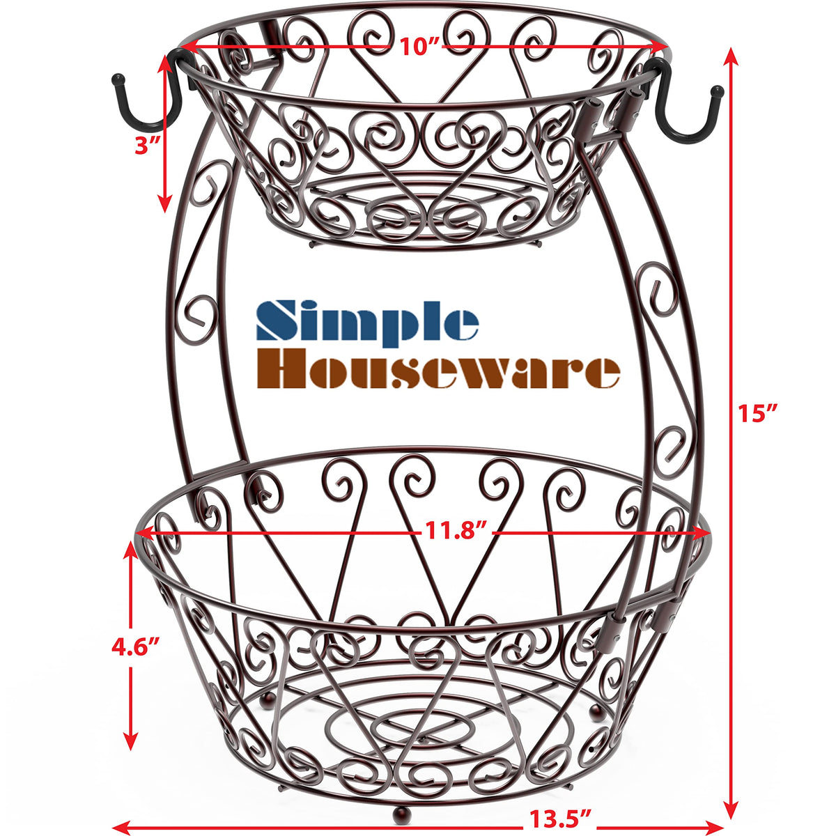 2-Tier Countertop Fruit Basket Bowl Storage C217001