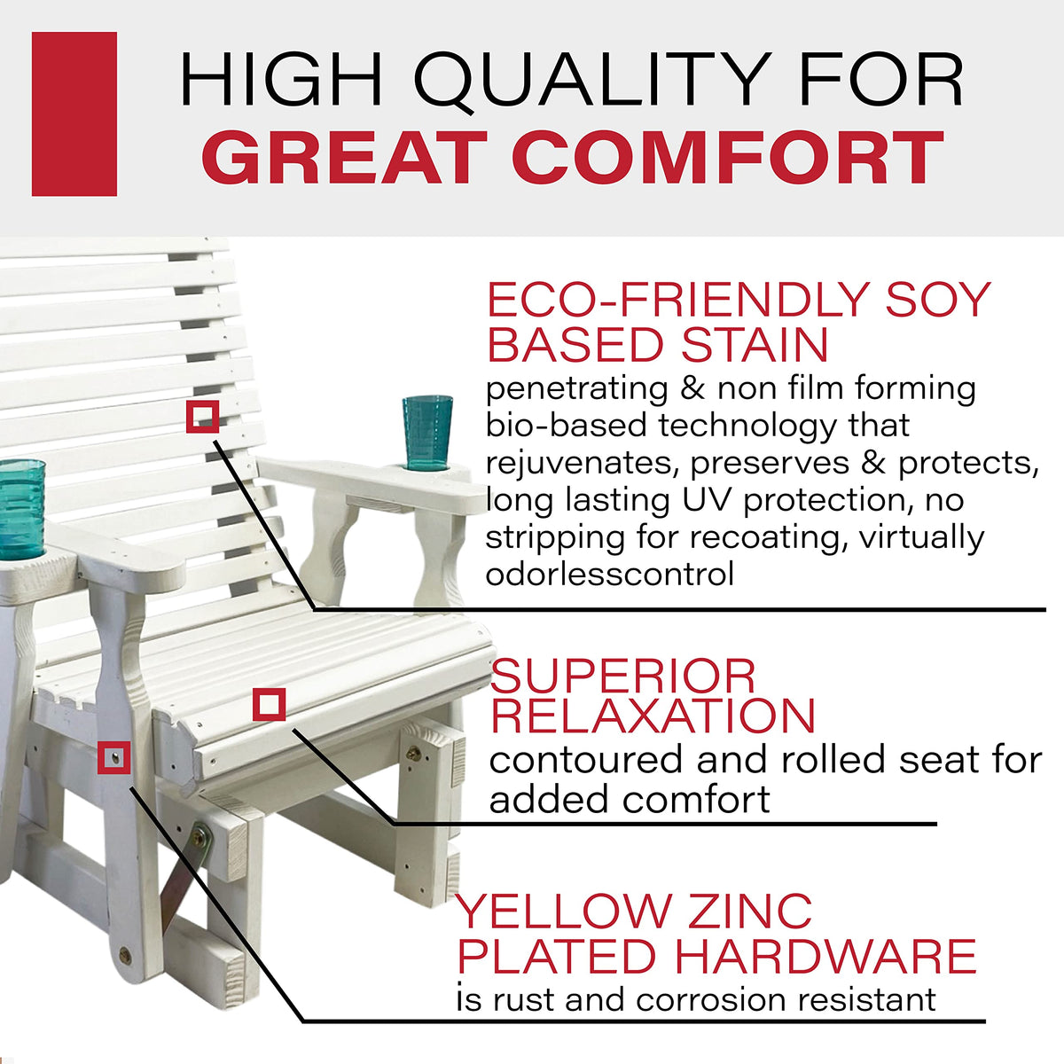 Heavy Duty 600 Lb High Back Glider Chair with Cupholders C8796
