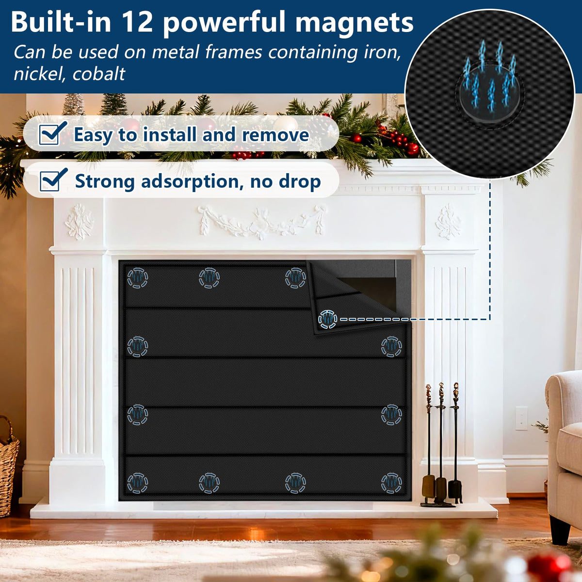 Magnetic Fireplace Cover 39"x32" Draft Stopper P28905