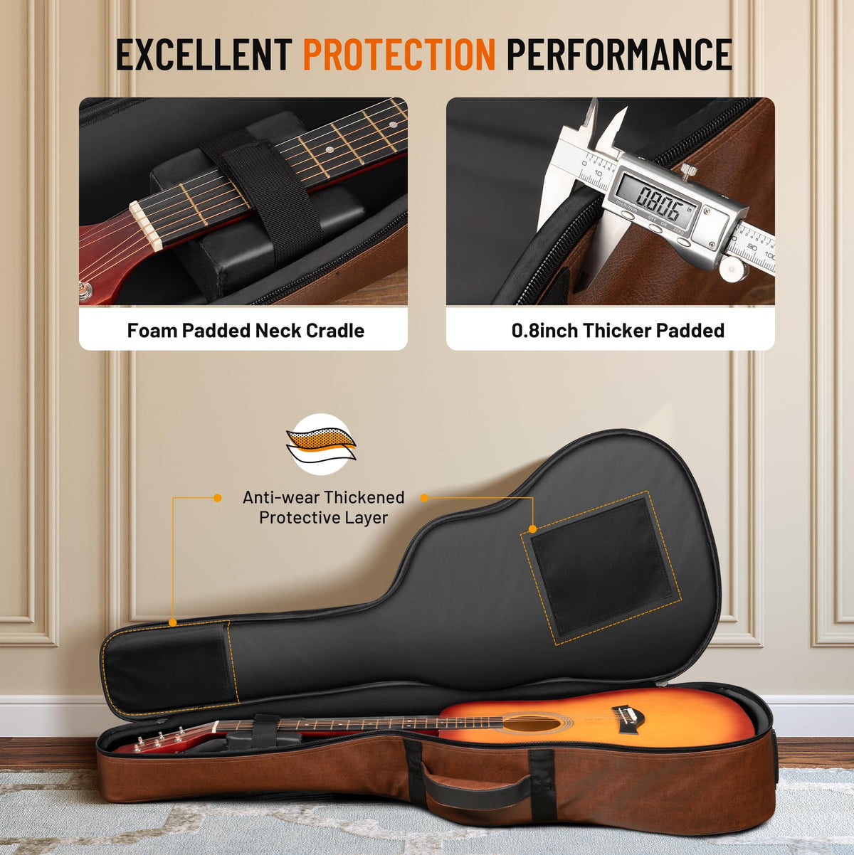 0.8in Thick Padding Waterproof Acoustic Guitar Case B131588