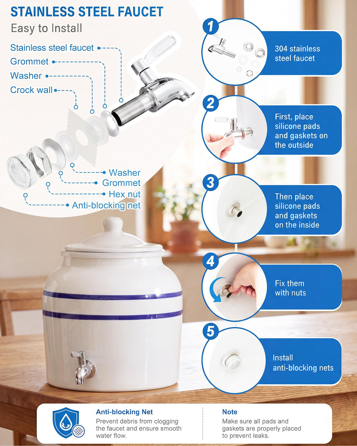 3-Tier 5 Gallon Ceramic Water Jug Holder O9727