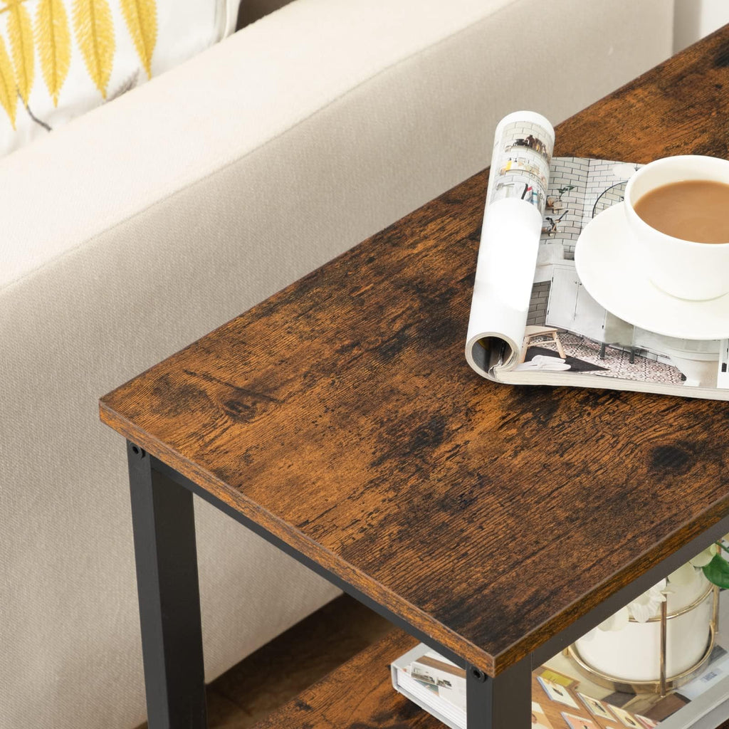Rustic Brown and Black 3-Tier End Table C49306