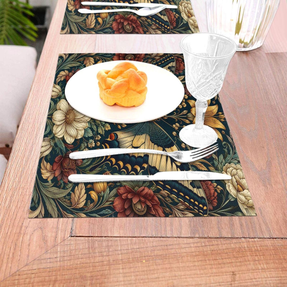 Vintage Butterfly Floral Woven Placemat 12X18 in T95223