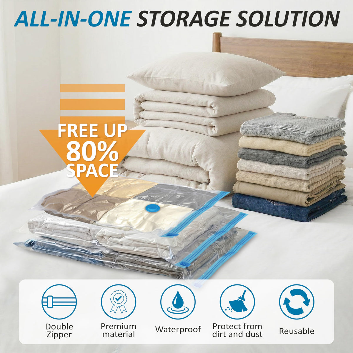 Vacuum Storage Bags with Hand Pump, 20 Combo N95670