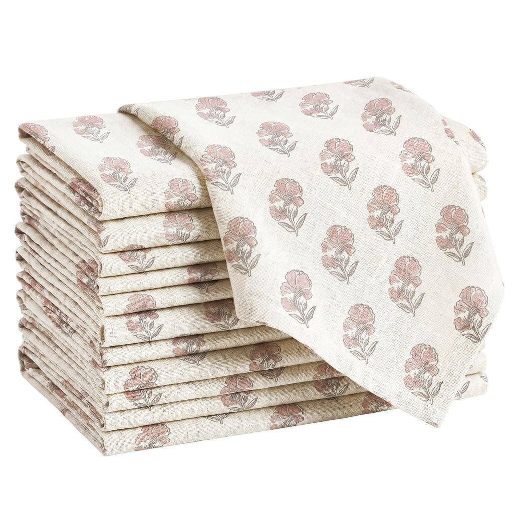 Linen Floral Cloth Napkins Set of 12 O215