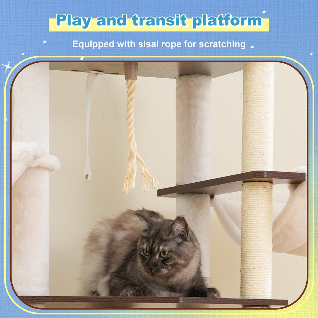 Wooden Cat Tree with Large Platforms V83604