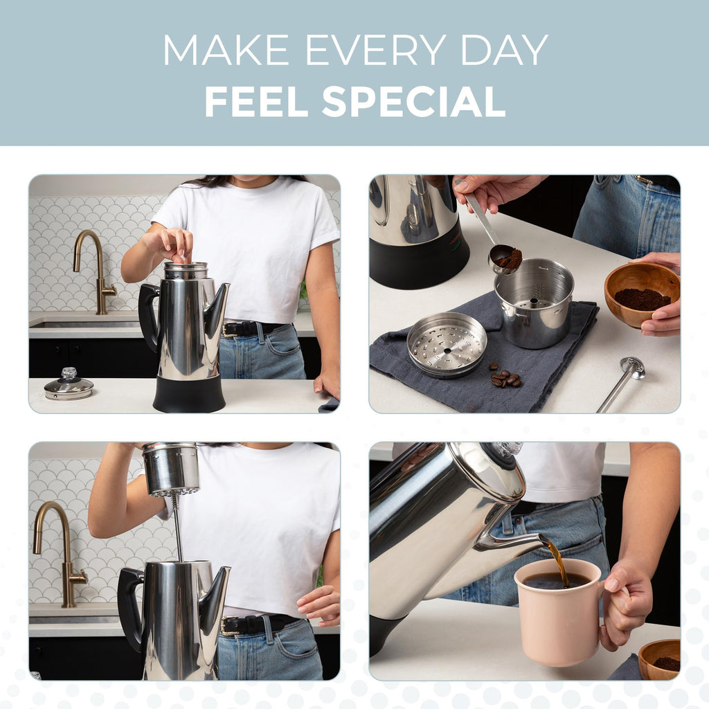 Electric 12 Cup Stainless Steel Coffee Percolator O6344