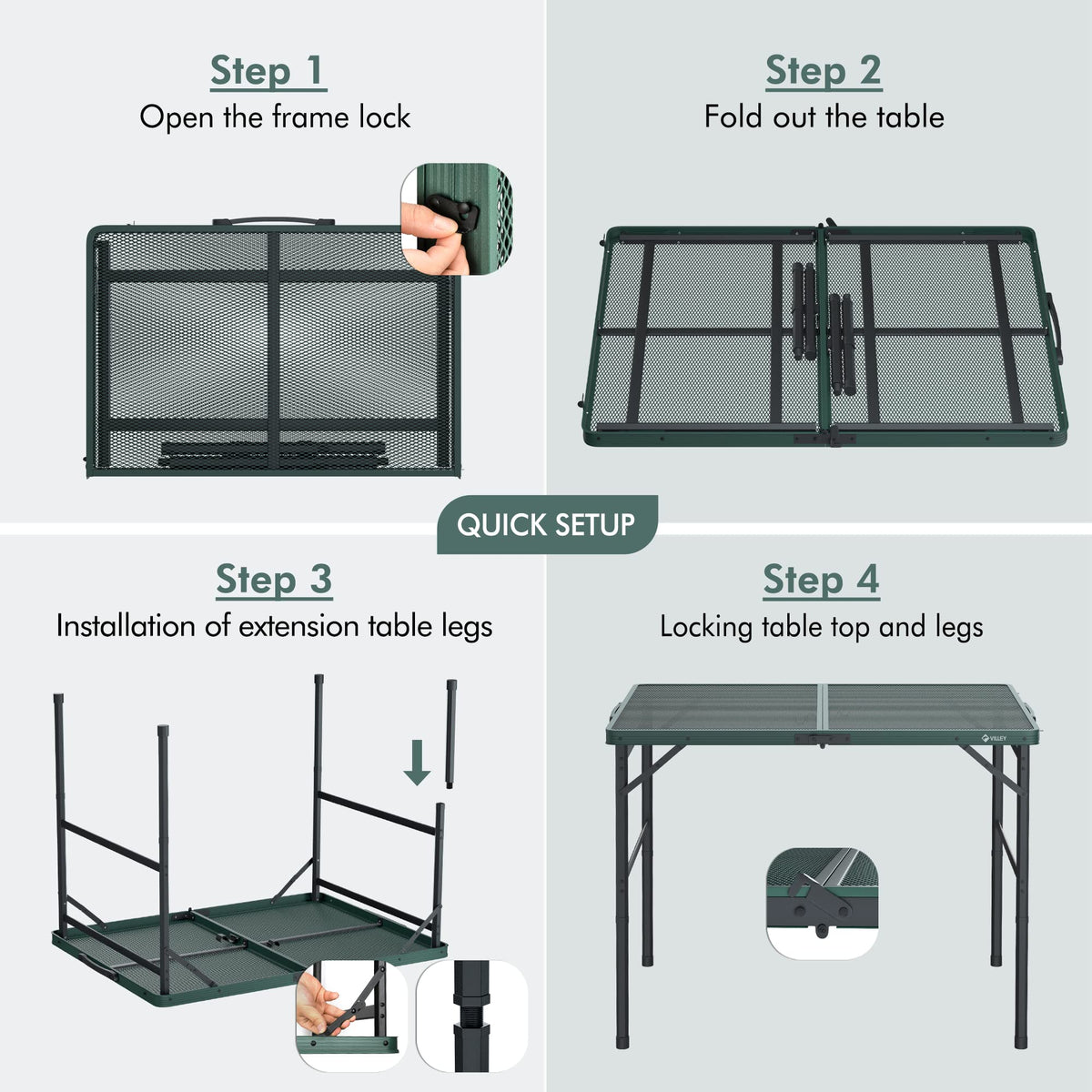 3ft Folding Aluminum Camping Table with Adjustable Legs Y451823
