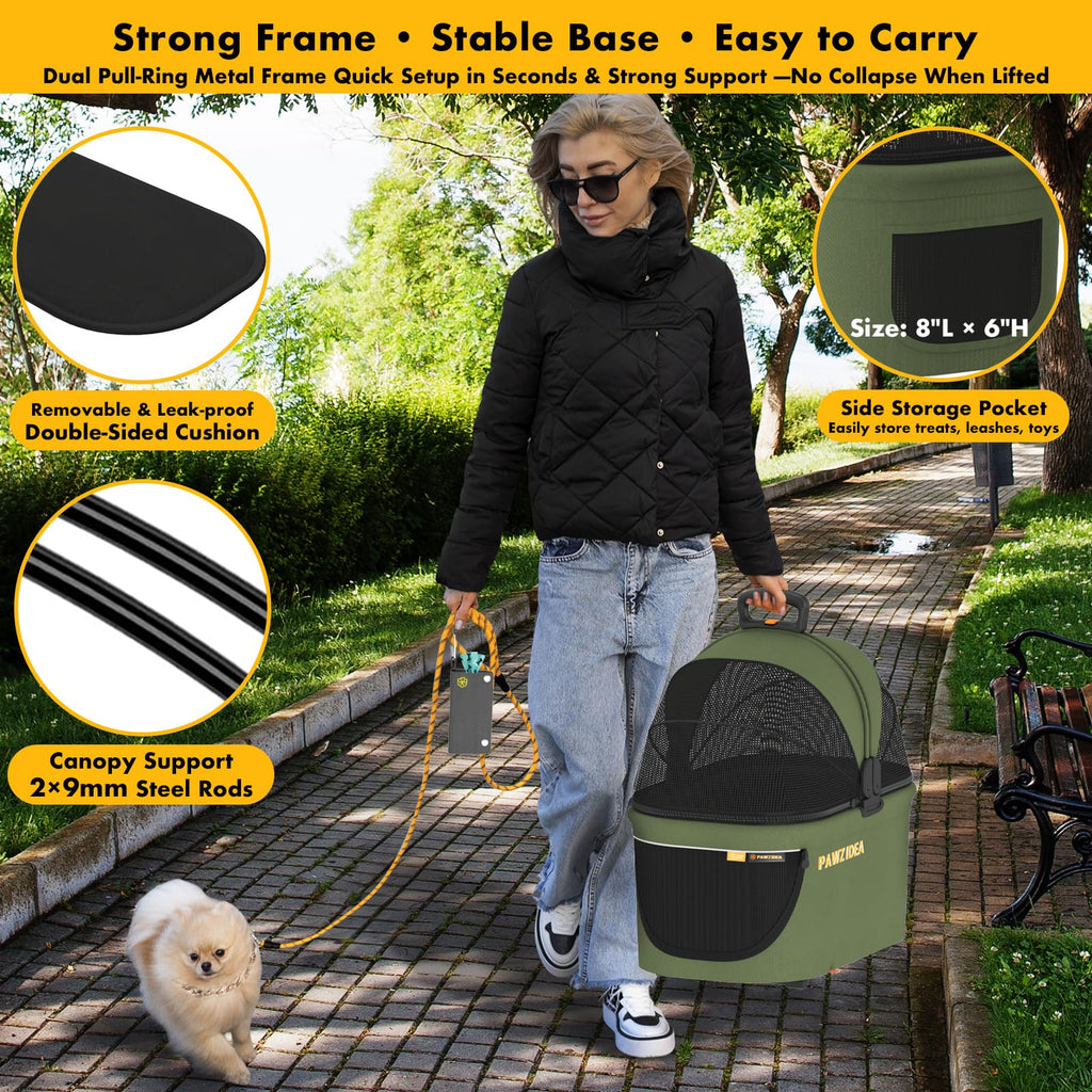 Foldable Pet Stroller with Detachable Carrier G18392