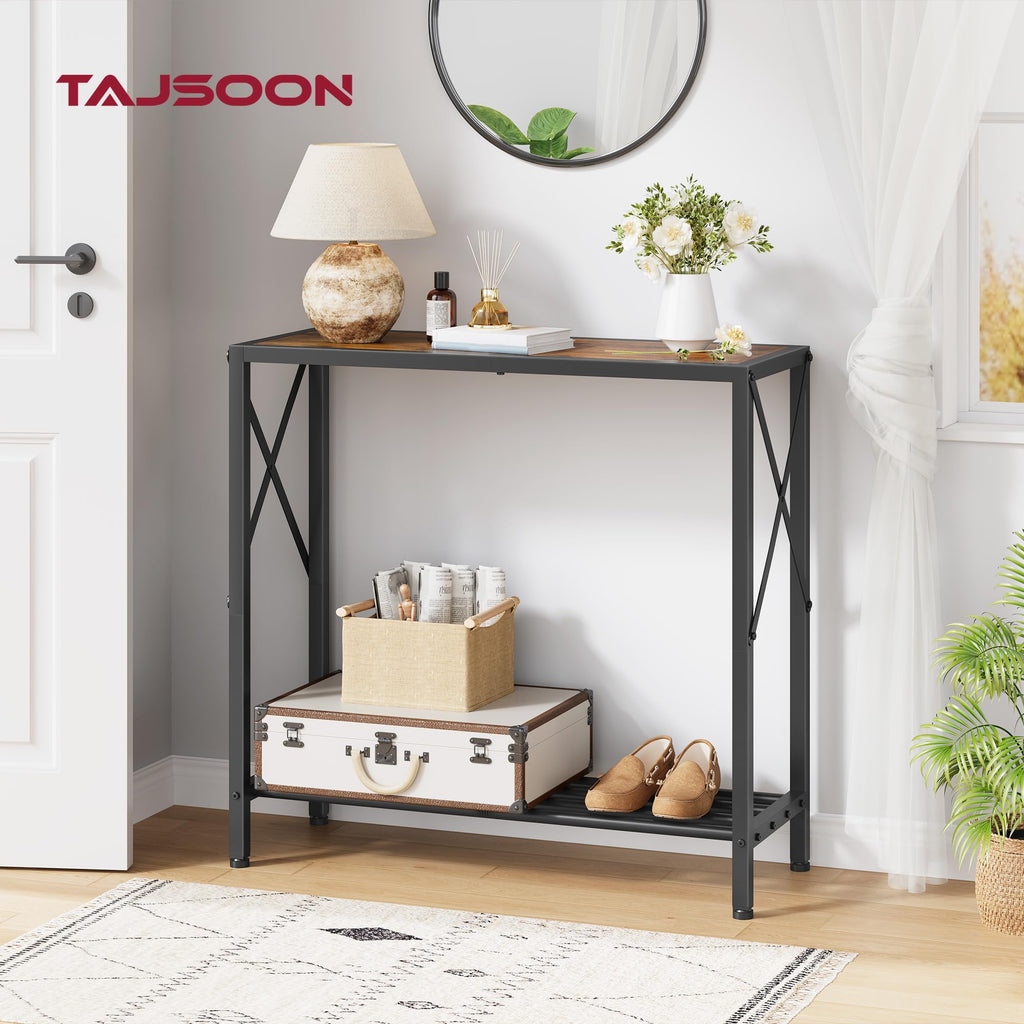 Console Table 2 Tier Narrow Rustic Brown S120