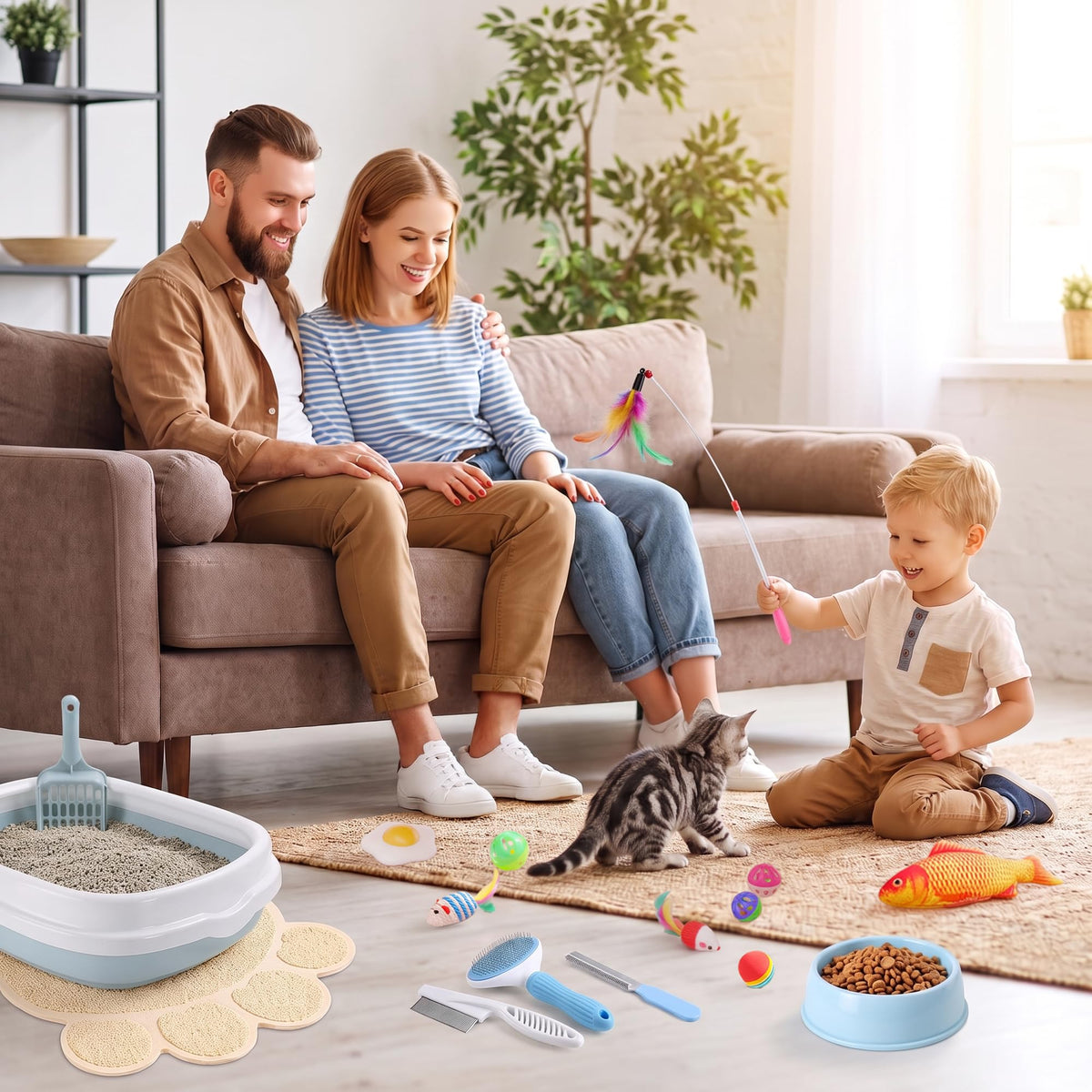 37 Pcs Cat Essentials Starter Kit R293418