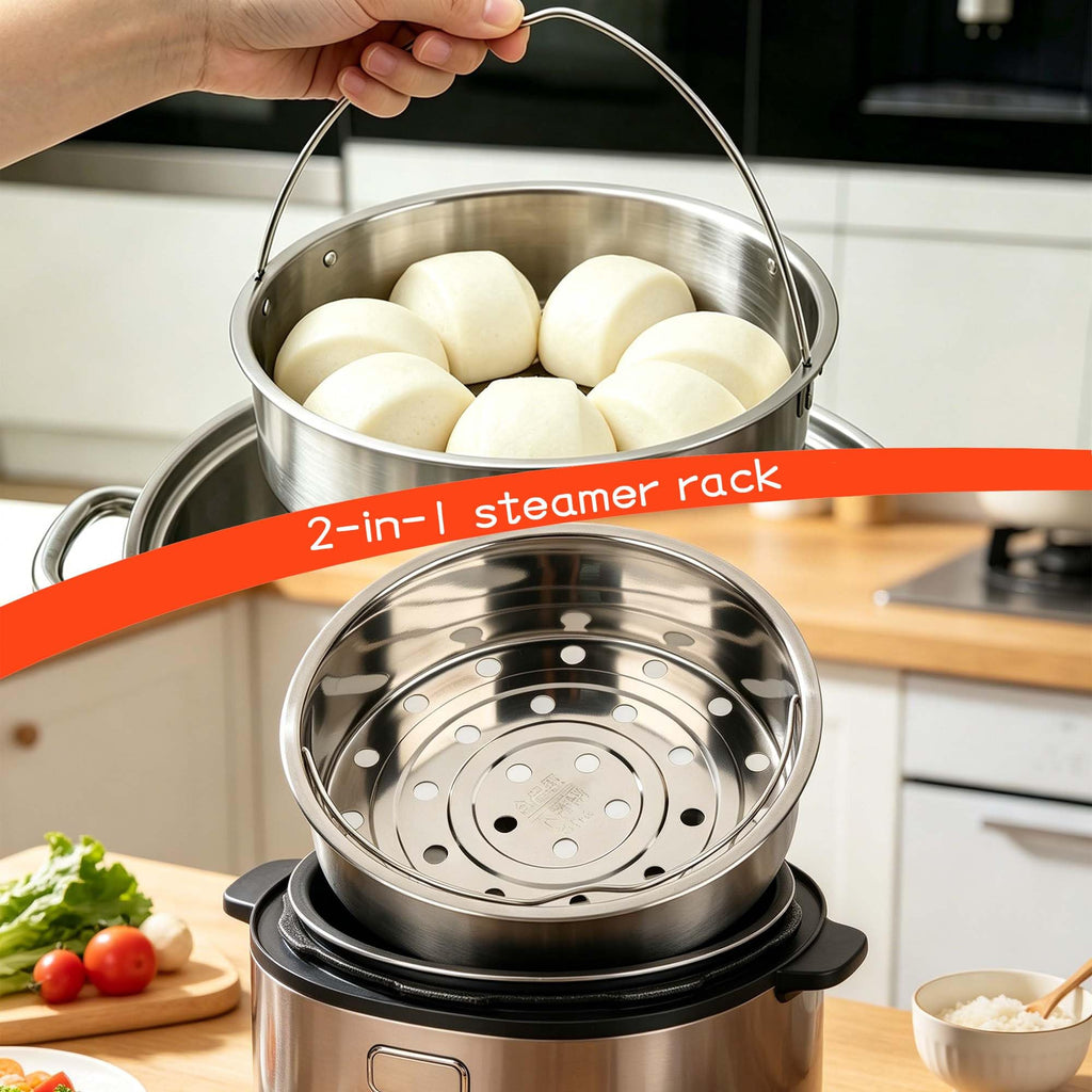 304 Stainless Steel Steamer Basket with Handle X2296