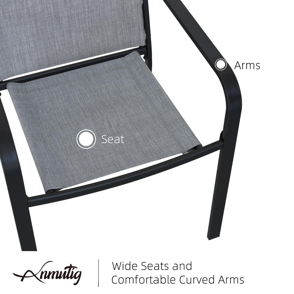 5 Piece Outdoor Dining Set with Grey Stackable Chairs and Square Table Q46472