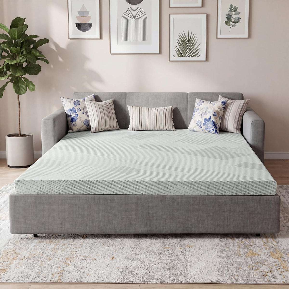 4 Inch Memory Foam Sofa Bed Mattress with Removable Washable Cover C4097