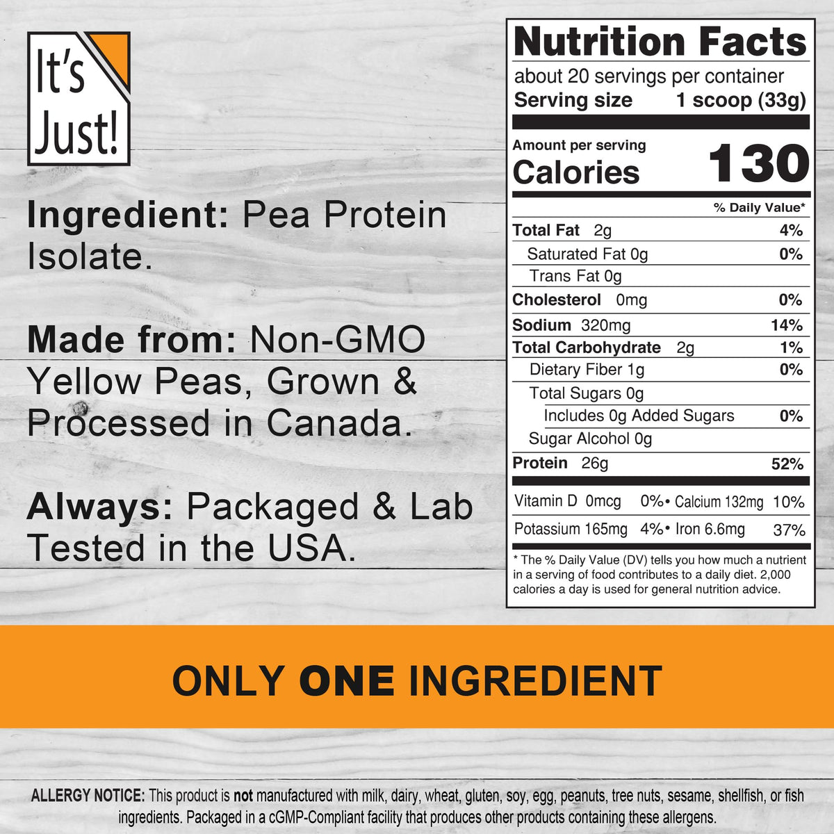 100% Pea Protein Vegan Gluten Free 5 Pound Unflavored L135661