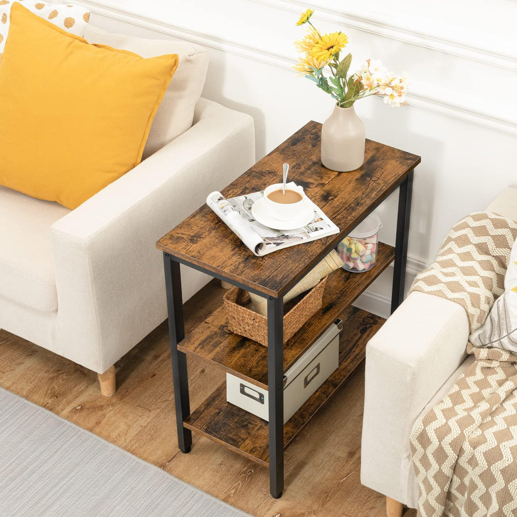 Rustic Brown and Black 3-Tier End Table C49306