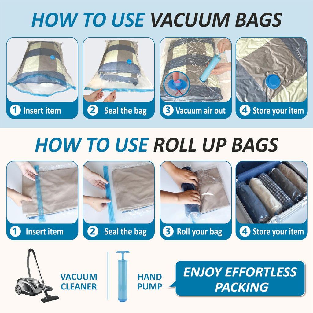 Vacuum Storage Bags with Hand Pump, 20 Combo N95670