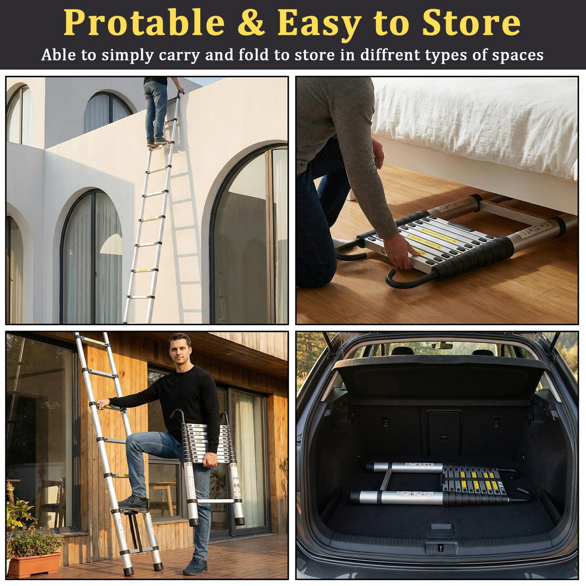 20.3 FT Aluminum Telescopic Ladder 330lbs V202