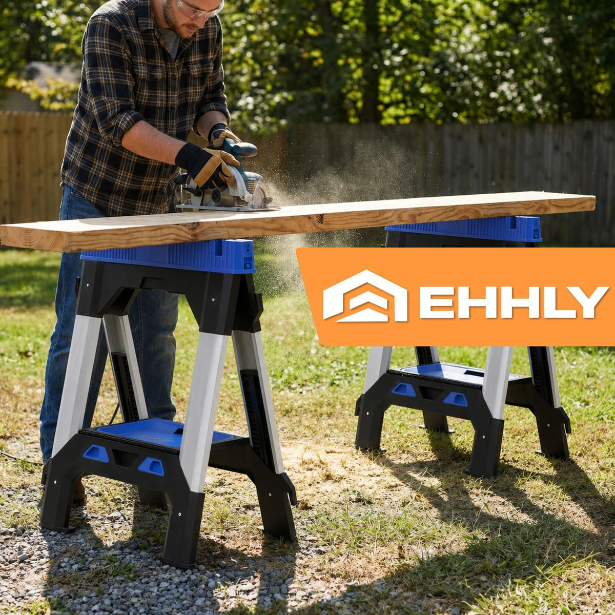 Folding Heavy Duty Sawhorses 2 Pack, 2500 LBS Load Capacity O735
