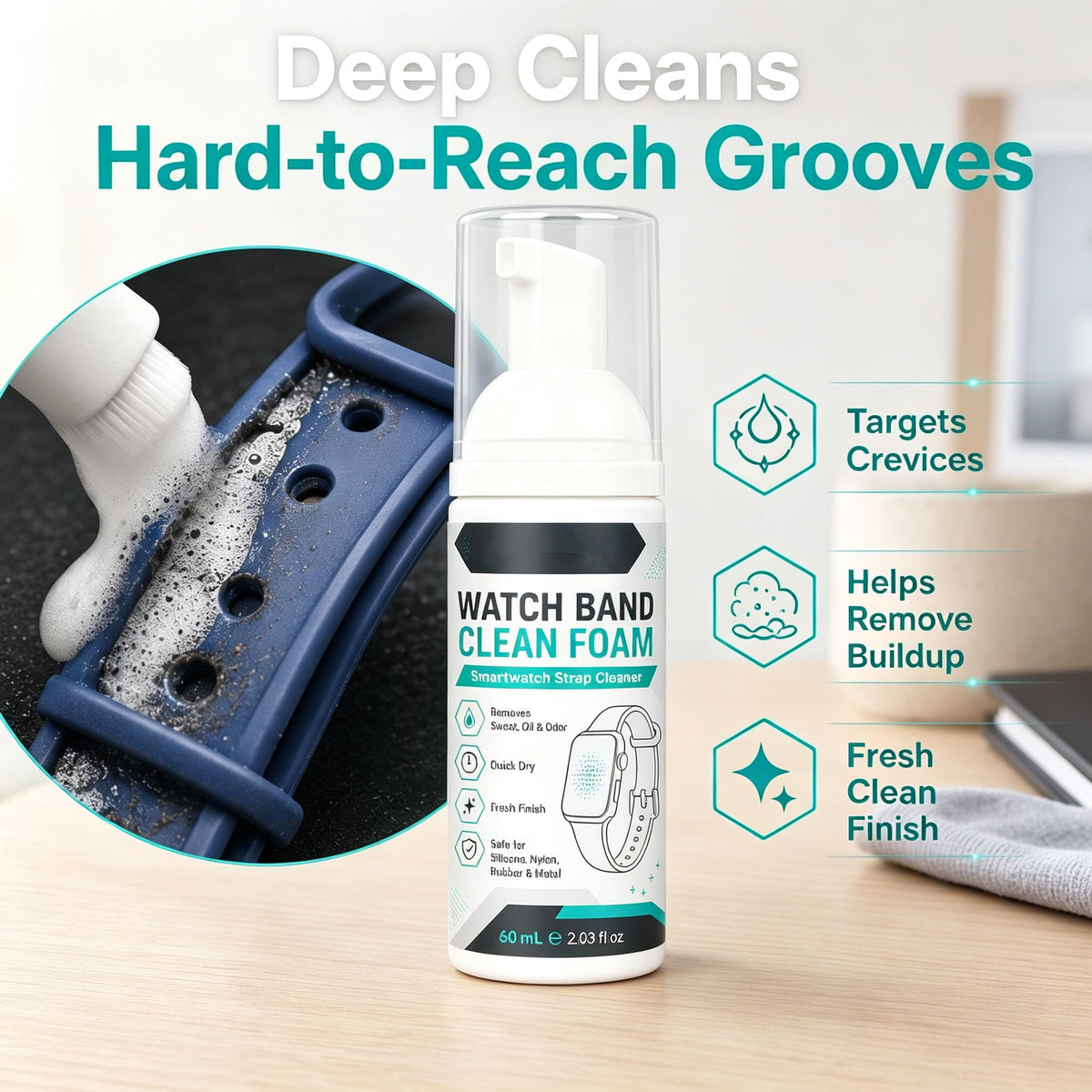 Foam Cleaner Spray for Watch Strap 60ml with Towel V437561