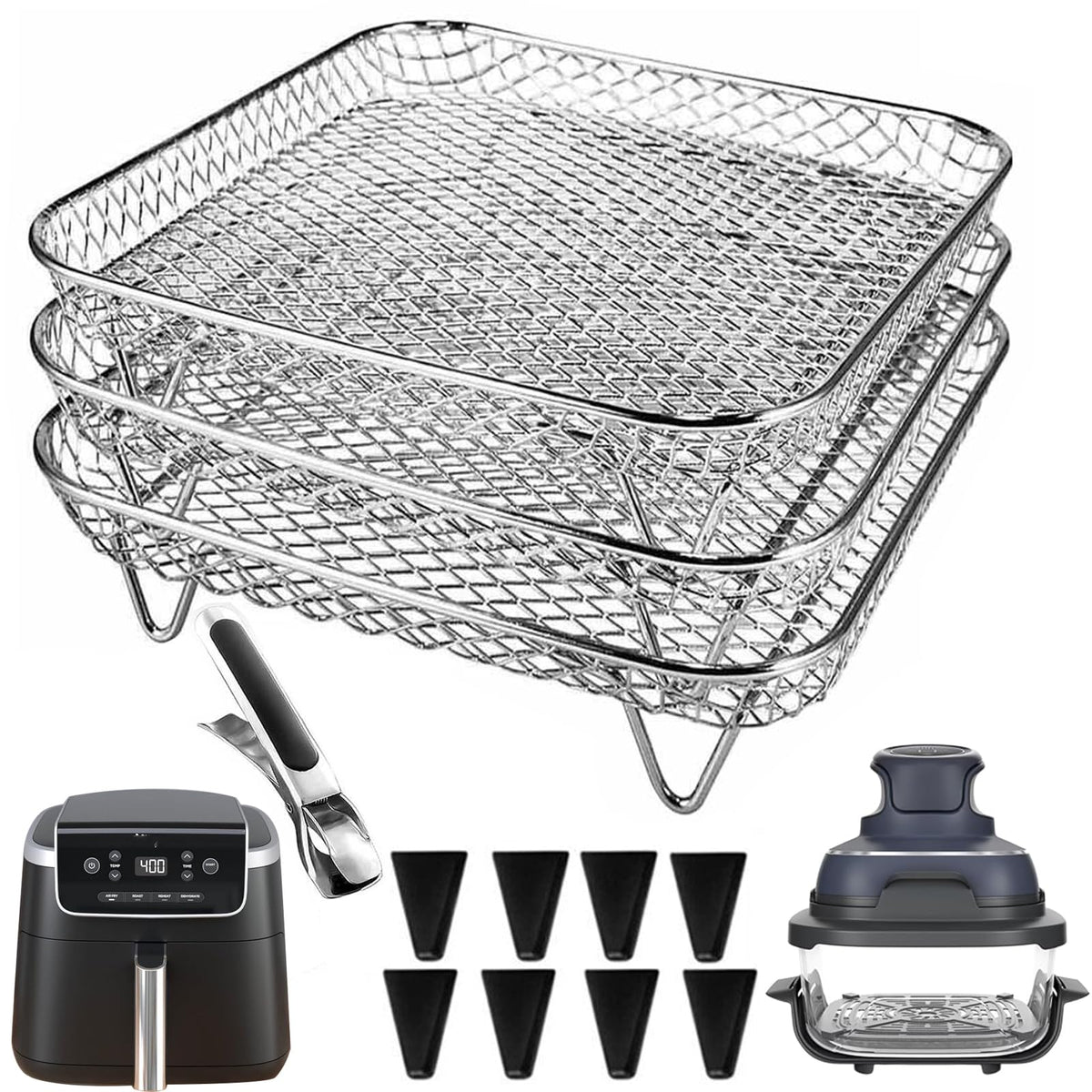7 Inch Stackable Stainless Steel Air Fryer Rack, 3 Pcs D177703