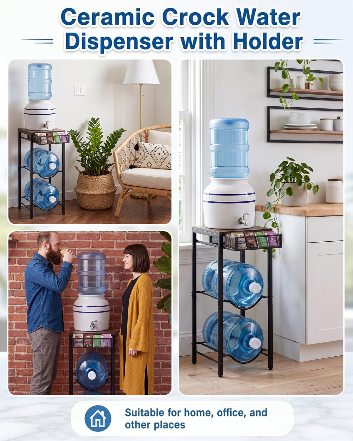 3-Tier 5 Gallon Ceramic Water Jug Holder O9727