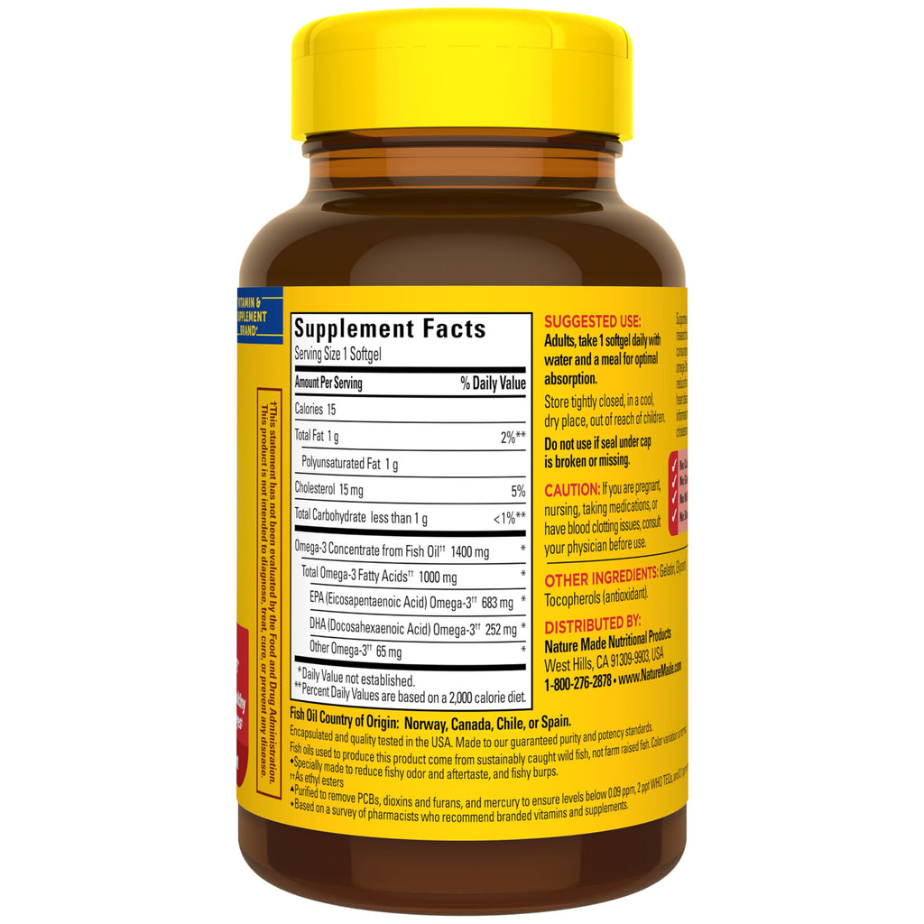 Omega 3 Fish Oil Supplement 1400mg 45 Softgel H80491