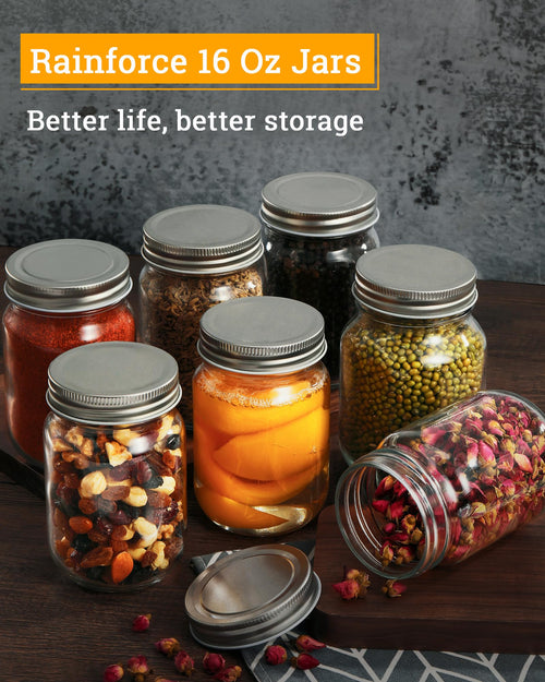 16 oz Mason Jars with Silver Lids 15 Pack B24847